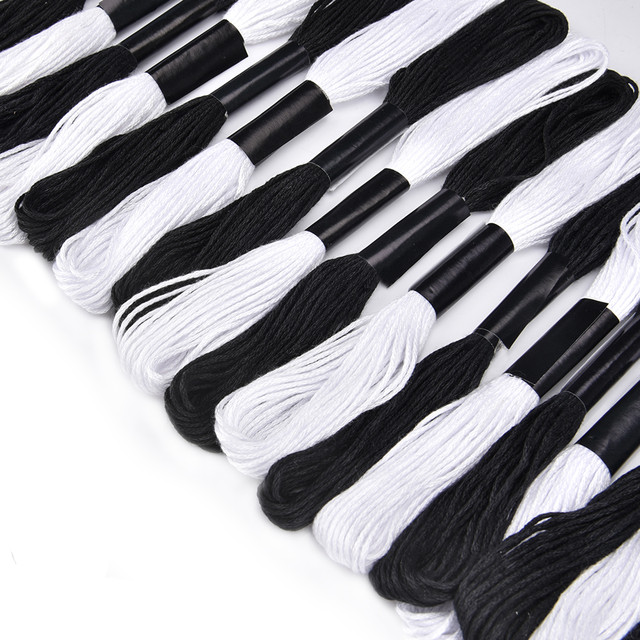 20pcs Black and White Cross Stitch Thread Embroidery Floss Skeins Black  Color Hand Sewing Threads DIY Craft Needlework 6 - AliExpress